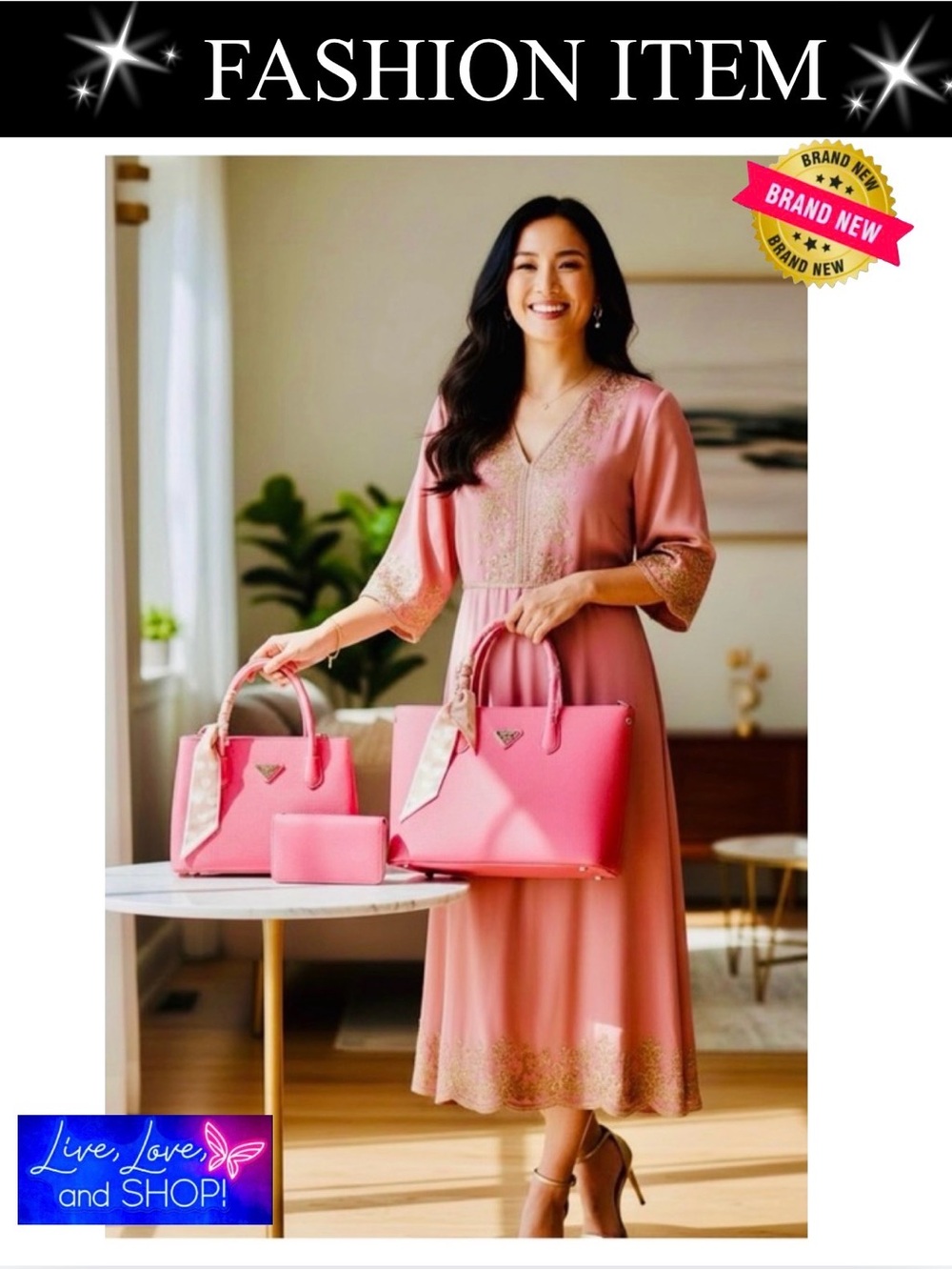 PURSE: 3 Piece Coral Pink Set: 2 Handbags & 1 Wallet, NWOT